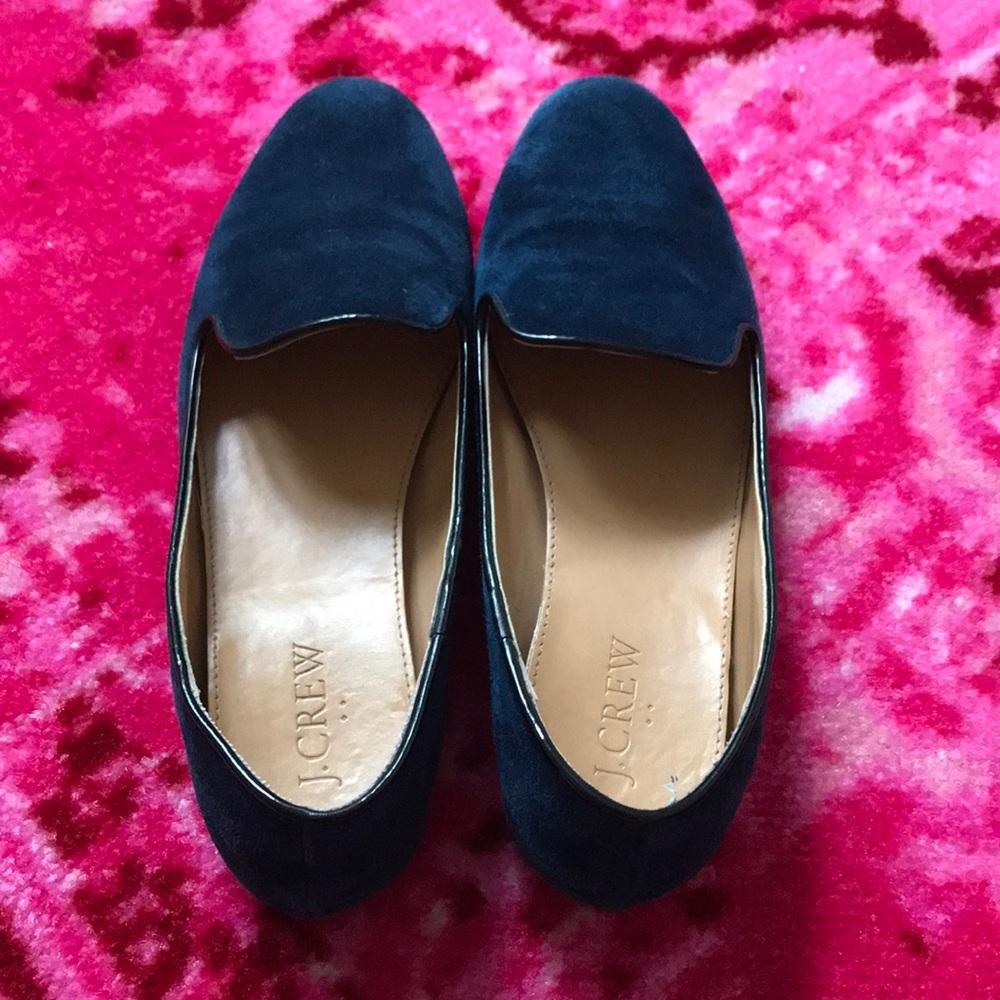 J. CREW Navy Suede Smoking Slippers Loafers Flats
